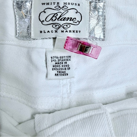 White House Black Market Blanc Rhinestone Bootcut Jeans White Size 6 - Picture 10 of 14